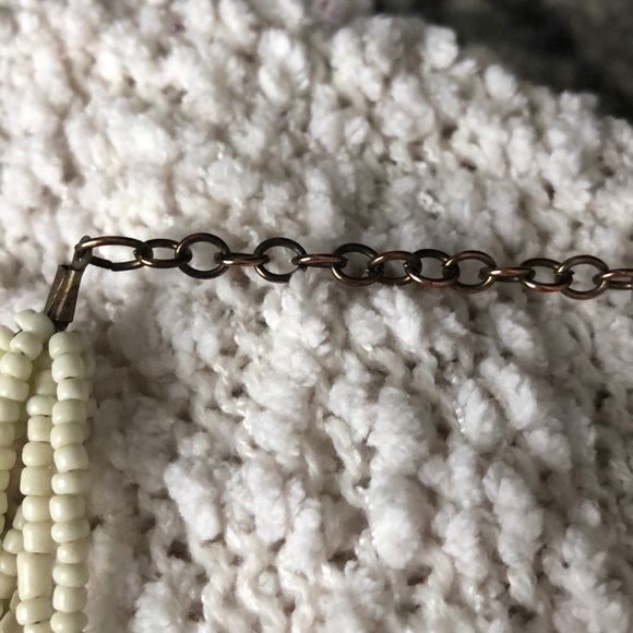 Beaded Cream and Coral Necklace - Picture 7 of 9